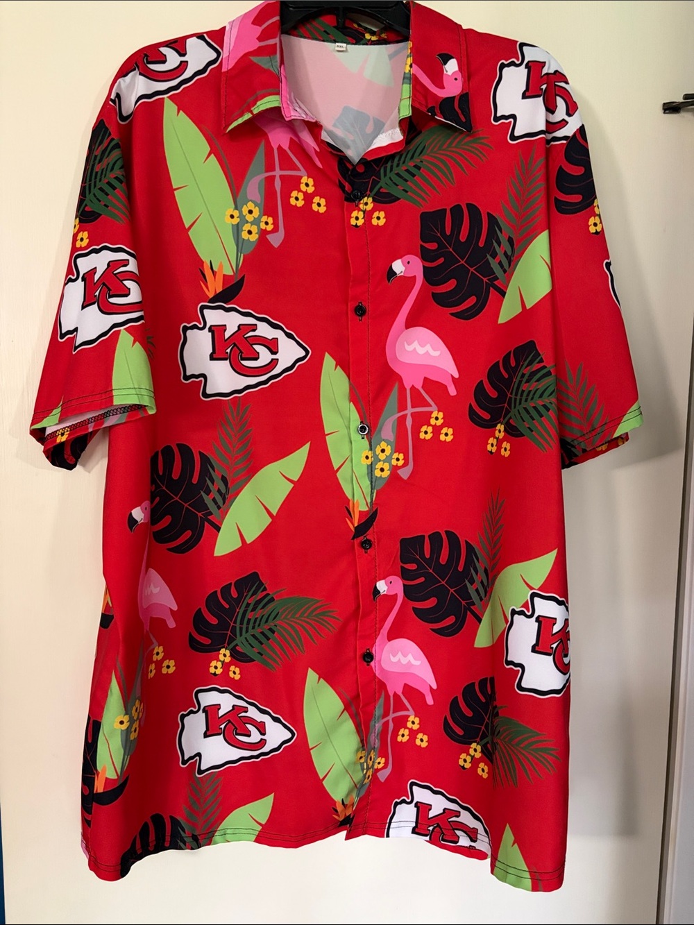 Kansas City Chiefs Red Tropical Flamingo Hawaiian Shirt - Men's